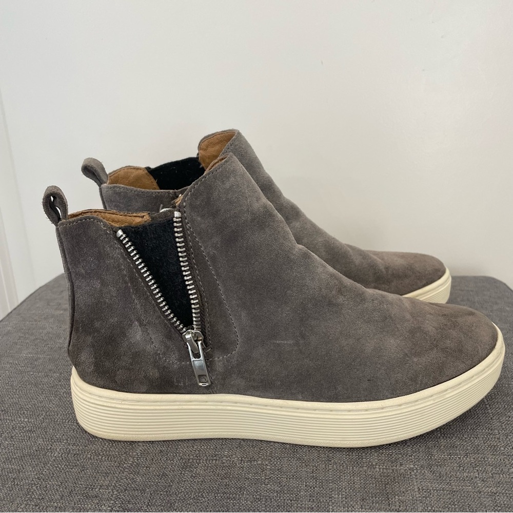 Sofft Gray Suede Zip-Accent Ankle Boot Sneakers